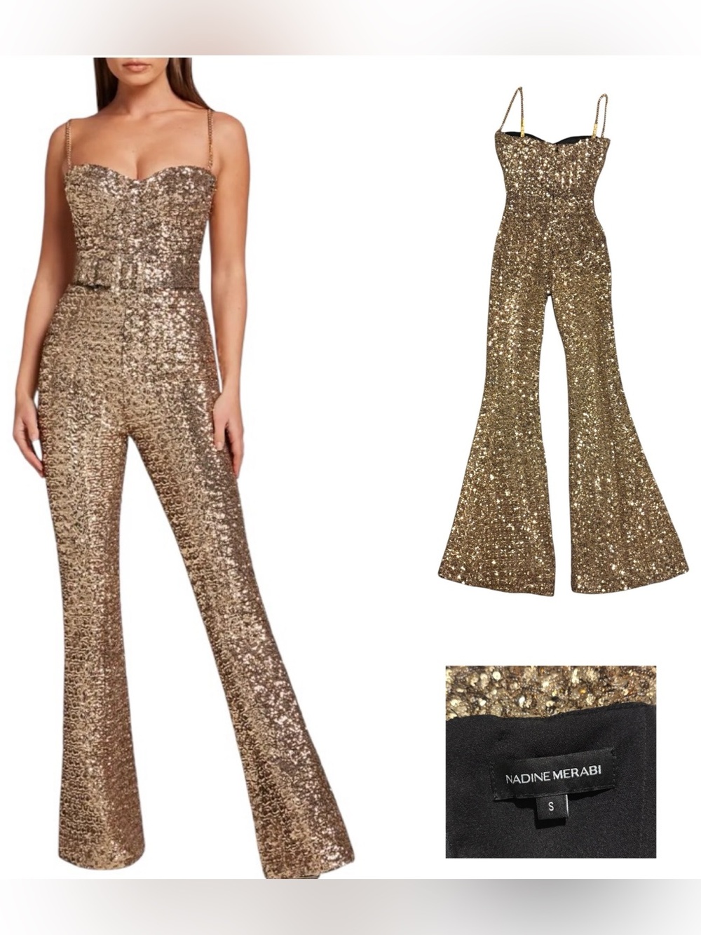 Nadine Merabi Lucinda Gold Jumpsuit